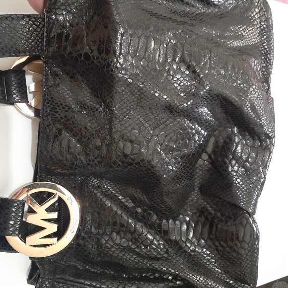 MK Black Handbag With Gold Accent - Picture 14 of 16